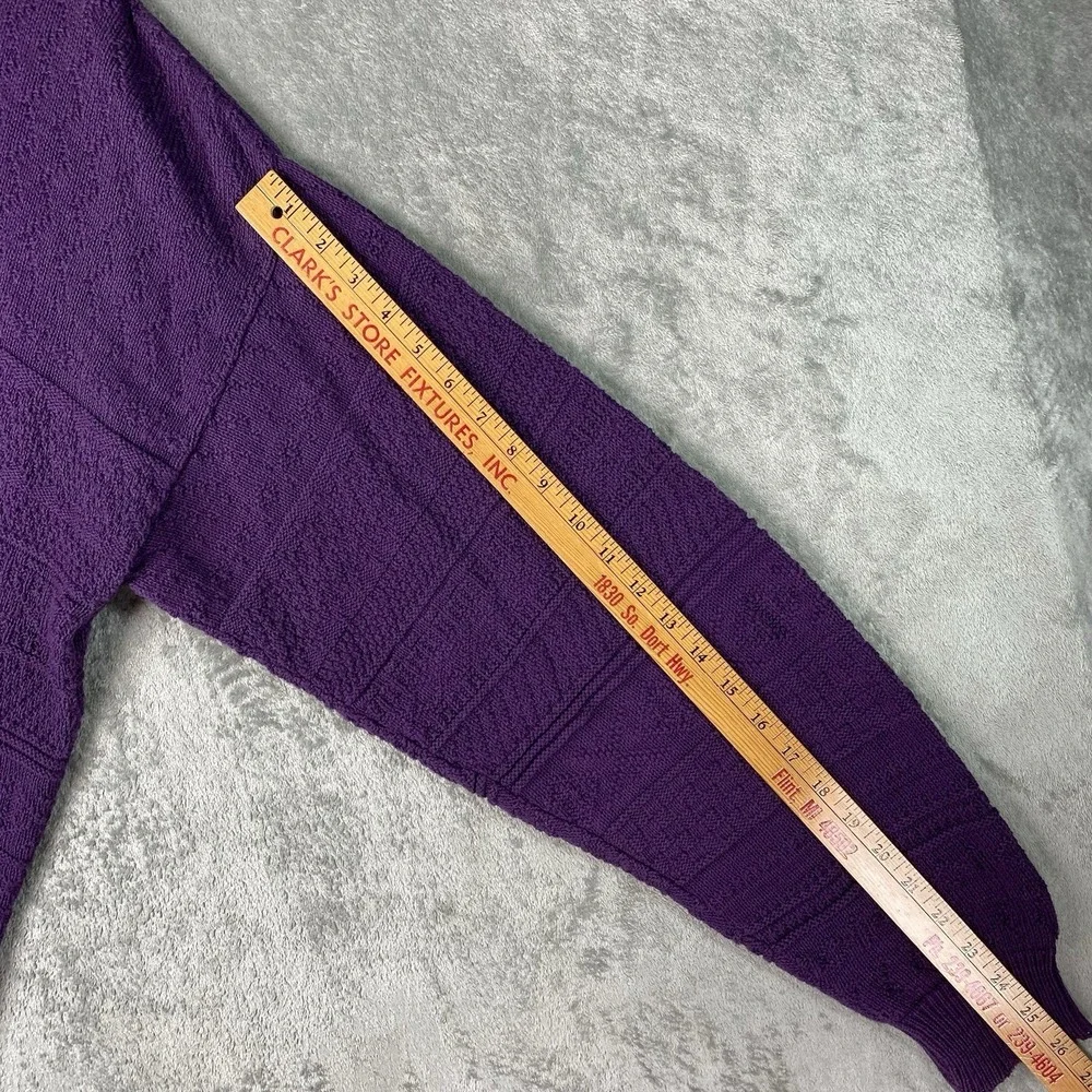 Vtg Hampton‎ Bay Trading Company Sweater Mens XL Purple 3D Knit Textured 90s